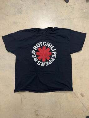 Red Hot Chili Peppers Distressed Asterisk Logo Graphic T-Shirt 2XL Black